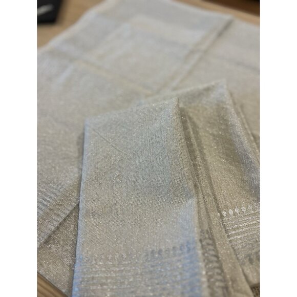 Set (3) Silver Metallic Table Linens Napkins Christmas Cynthia Rowley Elegant NY - Picture 1 of 5